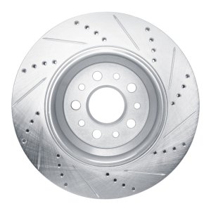 Maserati Ghibli Brake Rotor (1) - Rear Left - R1 Concepts - Drilled & Slotted - Silver - `14-`16